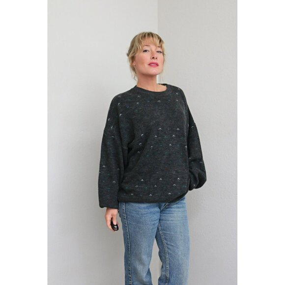 1990's Oversized Charcoal Sweater // Men's Large to Extra Large ~ Women's XXL XL - Picture 3 of 8